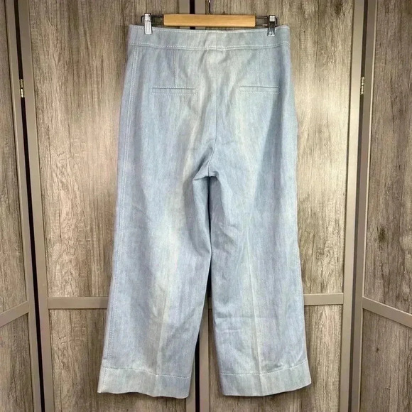 Akris Punto Denim Pants 10 Wide Leg High Rise Light Blue Color Preppy Minimalist - Picture 6 of 11